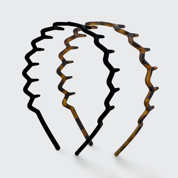 Zig Zag Headband 2pc- Black & Tort