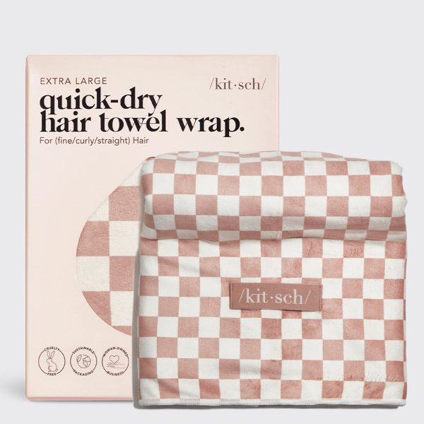 Terracotta Checker XL Hair Towel Wrap