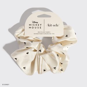 Kitsch x Mickey and Minnie Cream Rhinestone Scrunchie